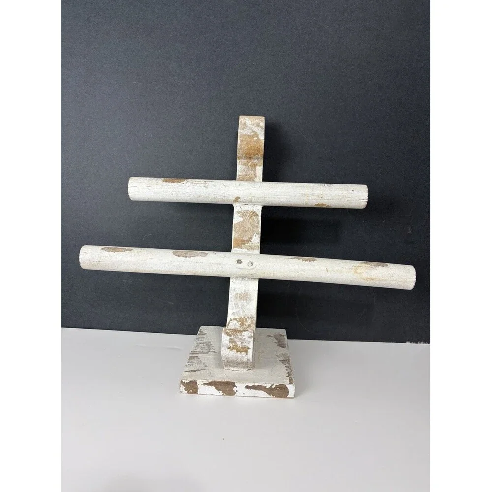 Wooden Jewelry Display Stand White Bracelet Necklace Watch Holder Organizer